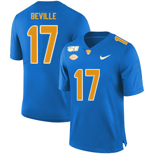 2019 Men #17 Davis Beville Pitt Panthers College Football Jerseys Sale-Royal